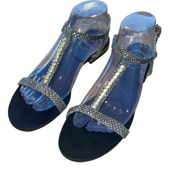 Jack Rogers Womens Cheney Metallic T Strap Sandals Gold Size 9 - Picture 2 of 11